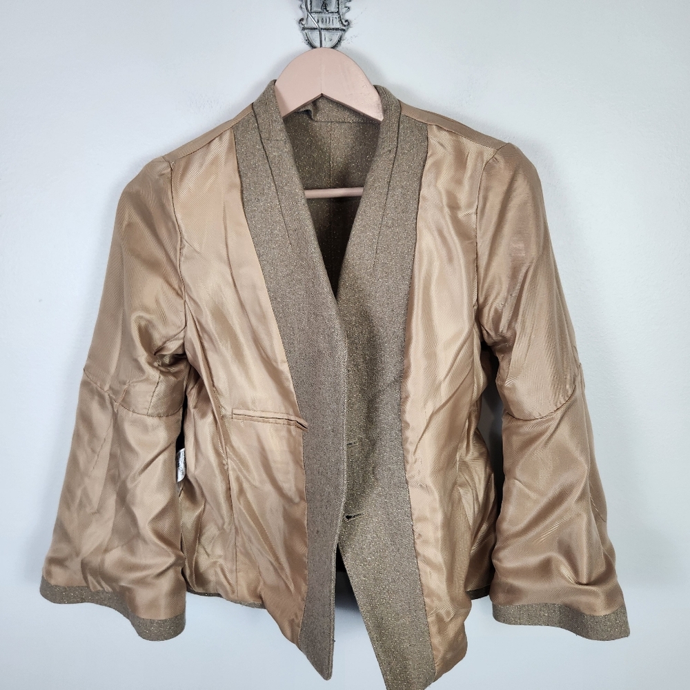 NWOT Banana Republic Tan Gold Metallic‎ Wool Blend Military Blazer Size 6 #0572 - Picture 8 of 14